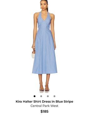 REVOLVE Kira Halter Midi Dress in Blue & White Stripe